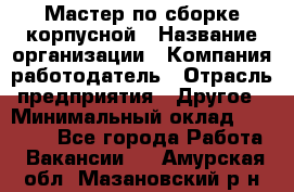 Мастер по сборке корпусной › Название организации ­ Компания-работодатель › Отрасль предприятия ­ Другое › Минимальный оклад ­ 25 000 - Все города Работа » Вакансии   . Амурская обл.,Мазановский р-н